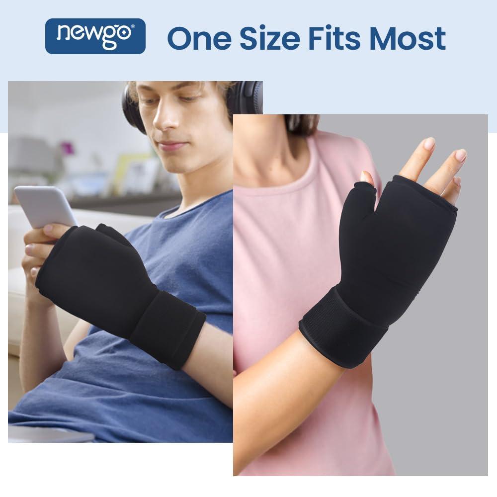 NEWGO NEWGO Wrist Ice Pack, Gel Hand Ice Glove, Ice Wrap for Thumb, Hot Cold Therapy, Adjustable Strap for Pain Relief of Carpal Tunnel, Arthritis (Black-2)