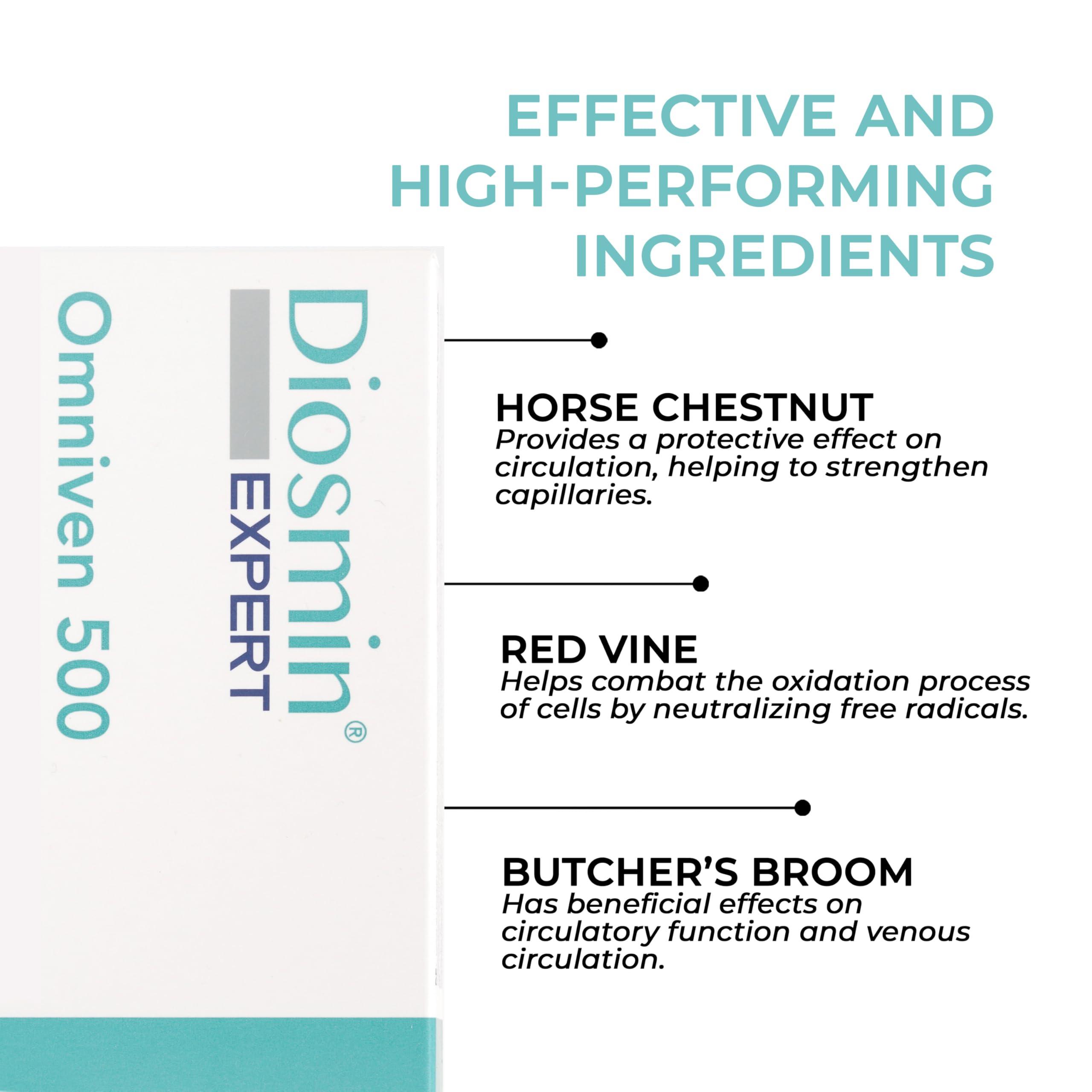 DULÀC FARMACEUTICI 1982 Dulc - Hemorrhoids and Piles Treatment, Diosmin Hesperidin Supplement Omniven 500 40 Tablets Enriched with Flavonoids Red Vine, Horse Chestnut and Butcher\'s Broom Complex