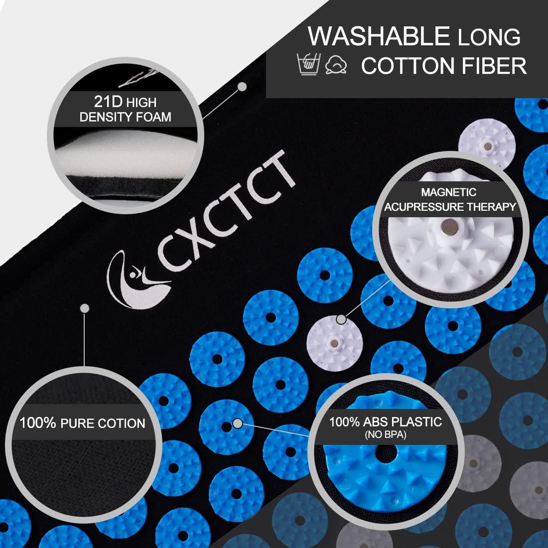 CXCTCT Extra Long Yoga Acupressure Mat Set,Massage Acupuncture Mat Large,Magnetic Mat Acupressure Bed of Nails Neck Back Pain Relief(Blue)