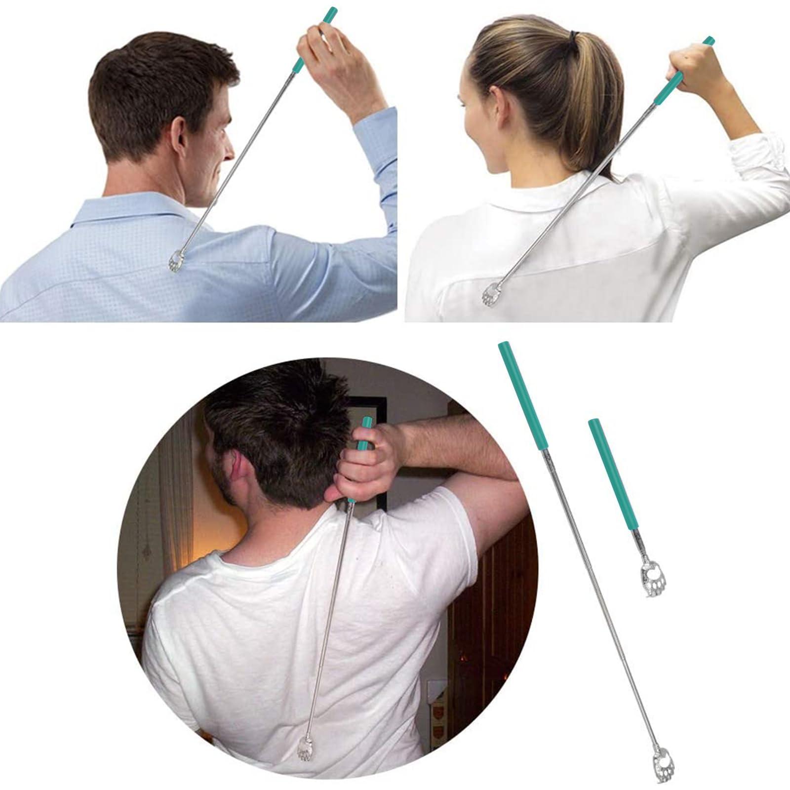 WOVTE Back Scratcher, WOVTE Bear Claw Telescopic Back Scratcher Portable Extendable Stainless Steel Back Massager for Adults Stocking Fillers for Men Women Itch Relief(Green)