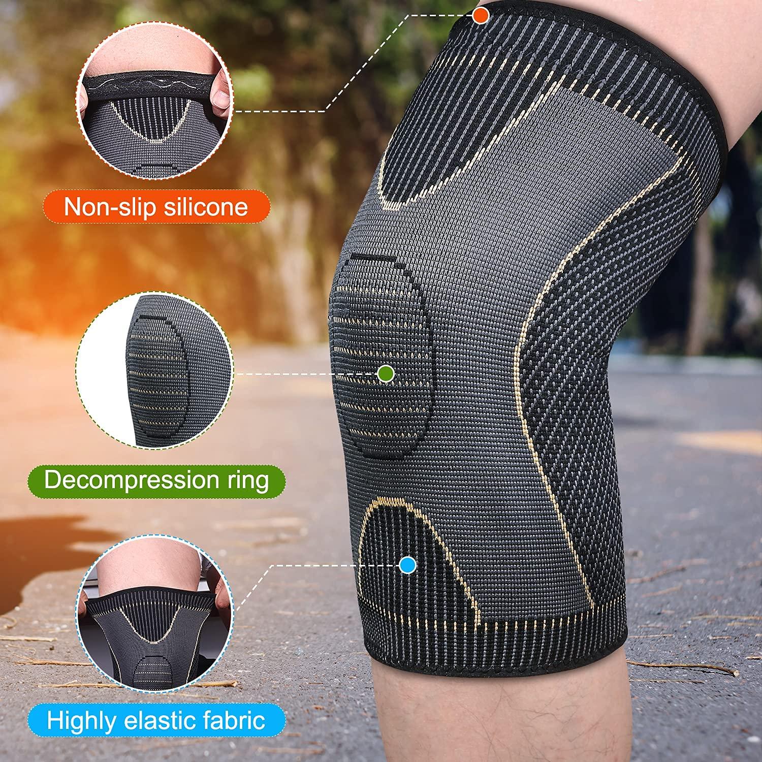 JHVW JHVW Copper Knee Braces for Knee Pain(2 pack)- Knee Compression Sleeve Support for Men & Women,Arthritis,Working Out