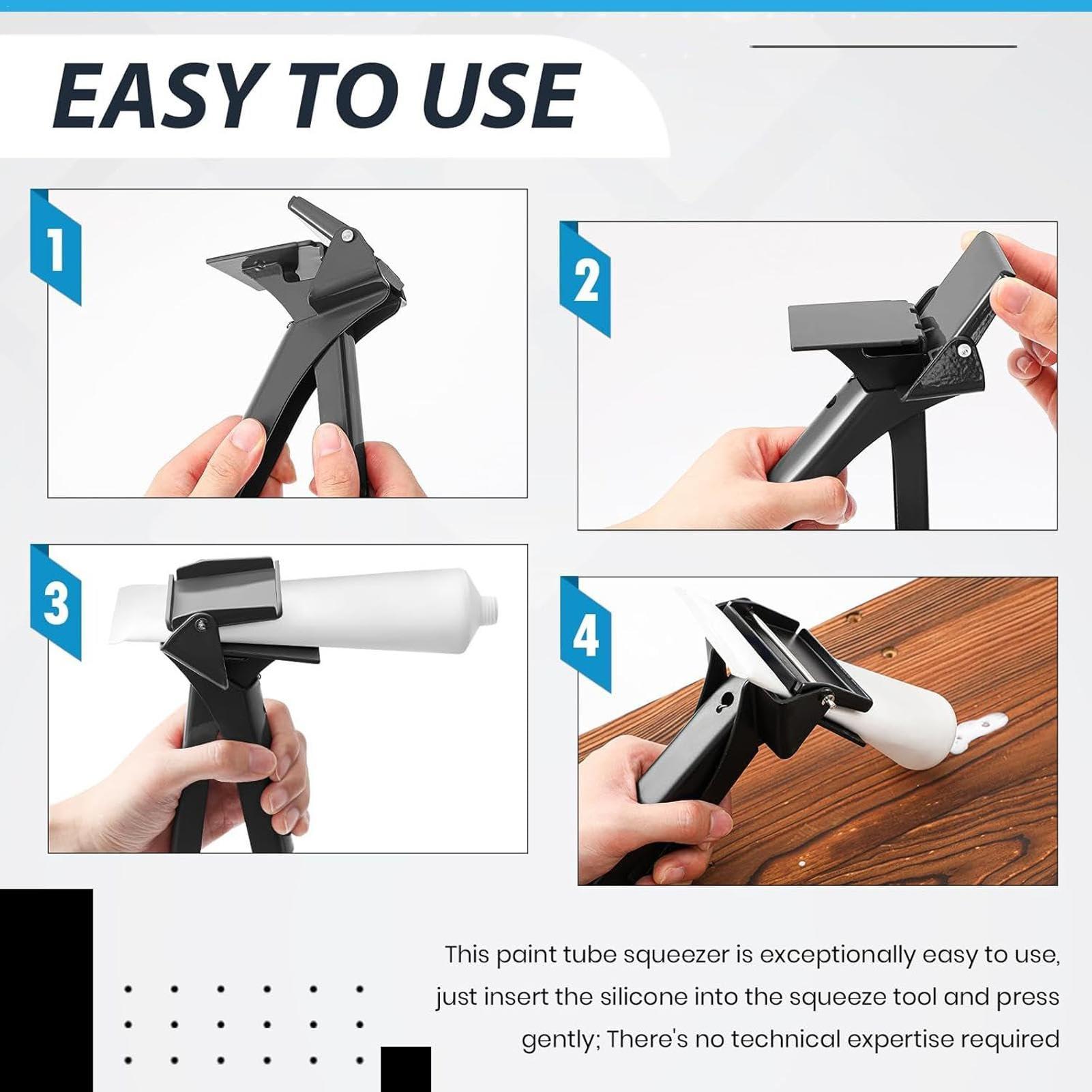 FreshCart Basics Tube Grip - Silicone Extrusion Tool, Silicone Dispenser Tube | Ergonomic Squeeze Extrusion Tool Metal Tube, Rtv Tube Squeezer, Heavy Duty Silicone Dispenser for Prevents Waste, Iron