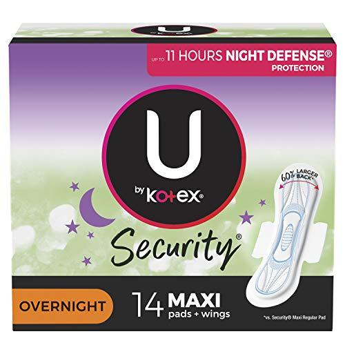 U by Kotex Kotex Overnight Pads Maxi Pads with Wings - 1 PACK - 14 count