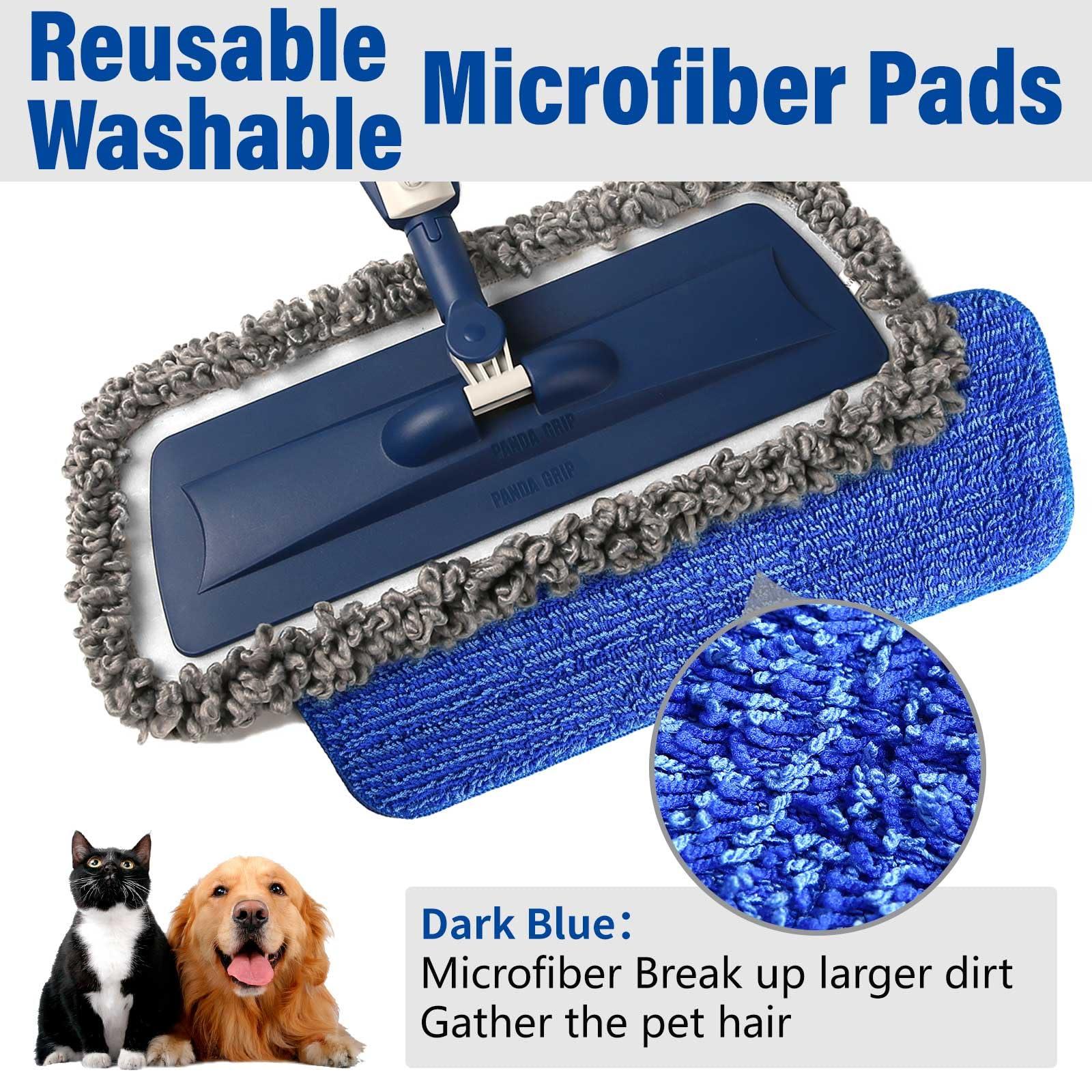 Panda Grip Mops for Floor Cleaning Wet Spray Mop with 14 oz Refillable Bottle and 3 Washable Microfiber Pads Home or Commercial Use Dry Wet Flat Mop for Hardwood Laminate Wood Ceramic