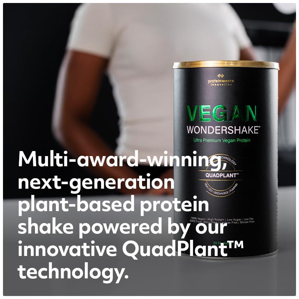 Protein Works Protein Works - Vegan Wondershake, Vegan Protein Shake, High-Protein Plant-Based Nutrition, 30 Servings, Double Chocolate, 750g