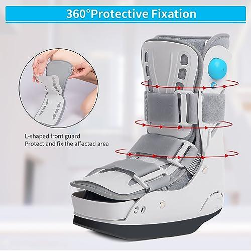 Tairibousy Offloading Walking Boot for Heel Pain or Ankle Sprained Medical Inflatable Walker Fracture Boot Short Air Cam Walker Brace for Fracture, Plantar Fasciitis, Achilles Tendon Injury, Ulcerations (L)