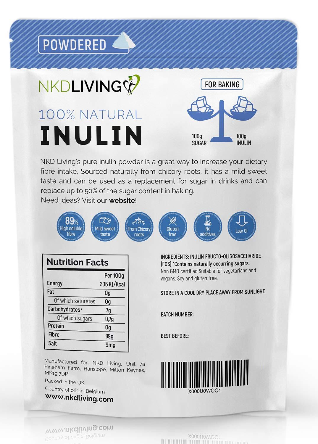 NKD Living NKD Living Inulin High Grade Prebiotic Fibre Powder (1 Kg) - Manufactured in The EU - Fibre Prebiotic Supplement