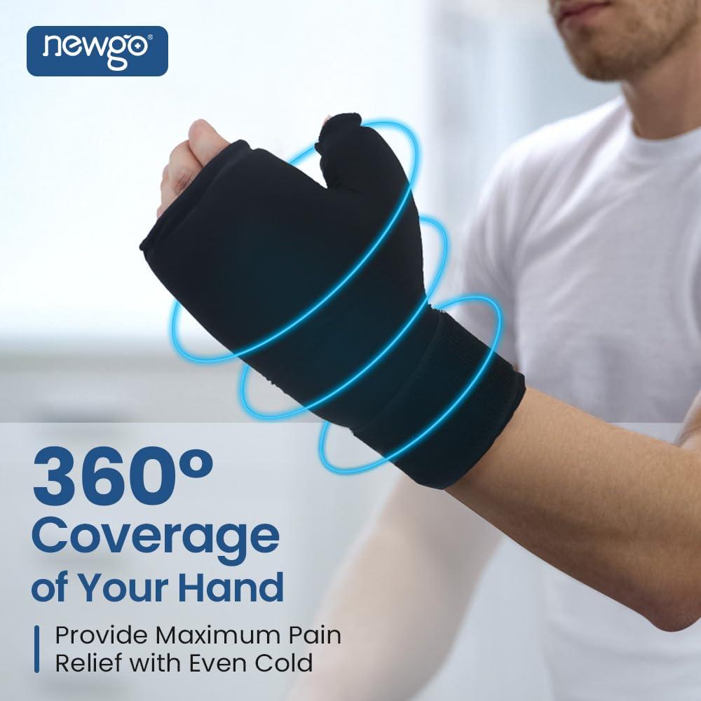 NEWGO NEWGO Wrist Ice Pack, Gel Hand Ice Glove, Ice Wrap for Thumb, Hot Cold Therapy, Adjustable Strap for Pain Relief of Carpal Tunnel, Arthritis (Black-2)