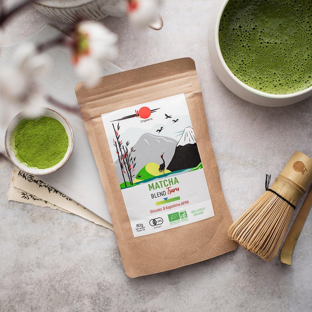 Origeens ORIGEENS Organic Japanese Matcha Tea - Blend from Shizuoka and Kagoshima - Organic Matcha Green Tea Powder - Matcha Powder 80g Bag