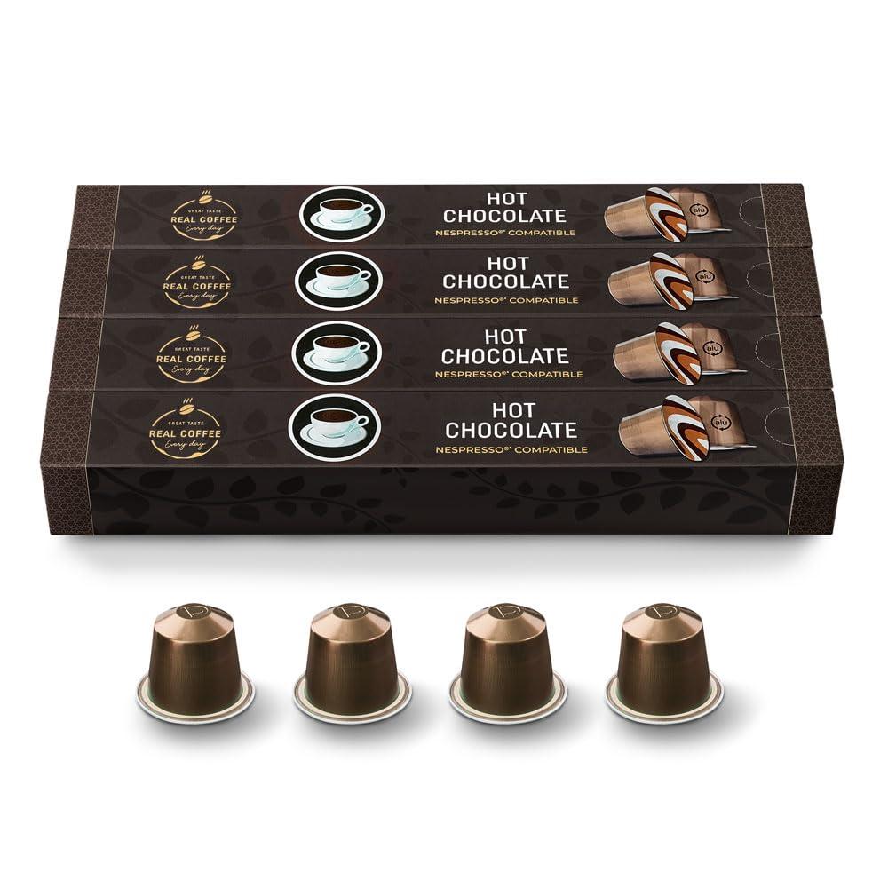 Real Coffee RICH & CREAMY Hot Chocolate Pods | Compatible with Nespresso | 40 Dark Chocolate Alu capsules | Perfect for a delicious Caf Mocha or the kids