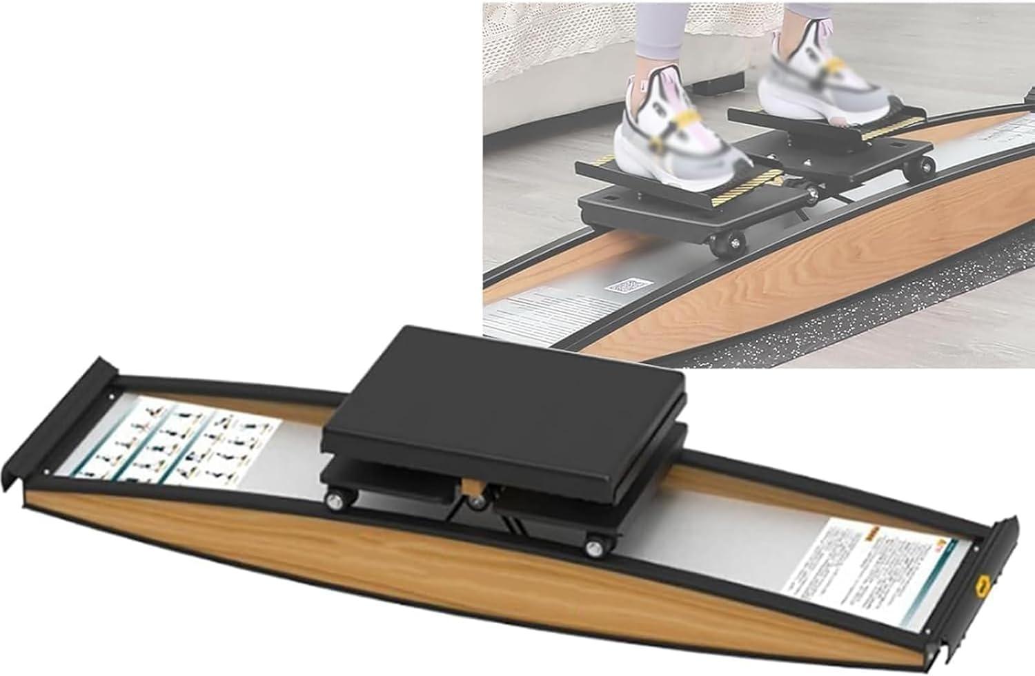 HDCCDM HDCCDM Ski Fitness Machine, Home Fitness Balance Board with Cane, Freely Adjustable Resistance 0-100KG, Strength and Balance Training Tool Set, Suitable for Waist, Abdomen and Legs