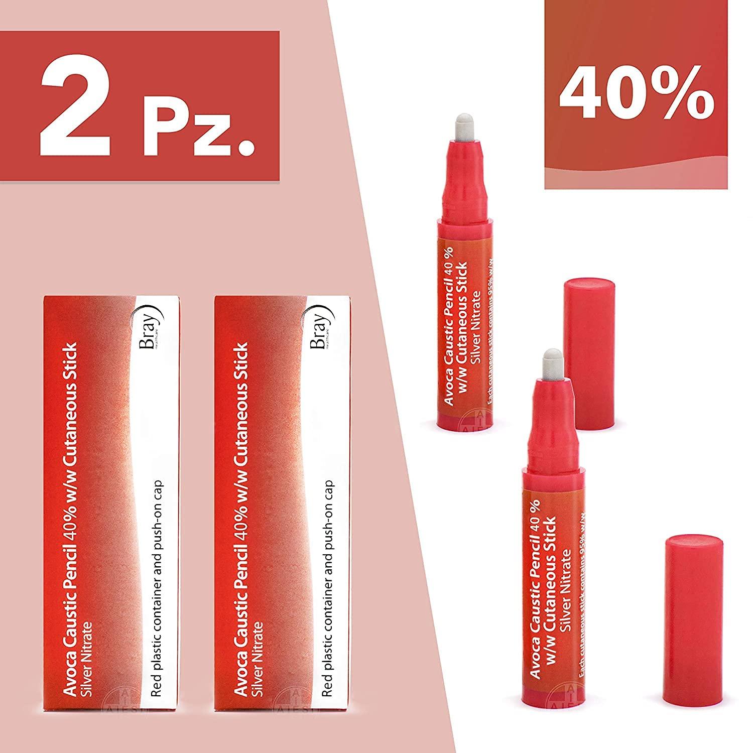 AIESI Avoca 40% Silver Caustic Pencil for Removal of Warts and Textiles 2 Pieces