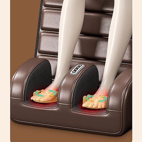 FreshCart Basics Massage Mat with Heat Pad,Full Body Massage Bed with Shiatsu Neck Massage Pillow,10 Vibrating Motors Massagers for Neck & Back Massage Cushion(Brown Leather)