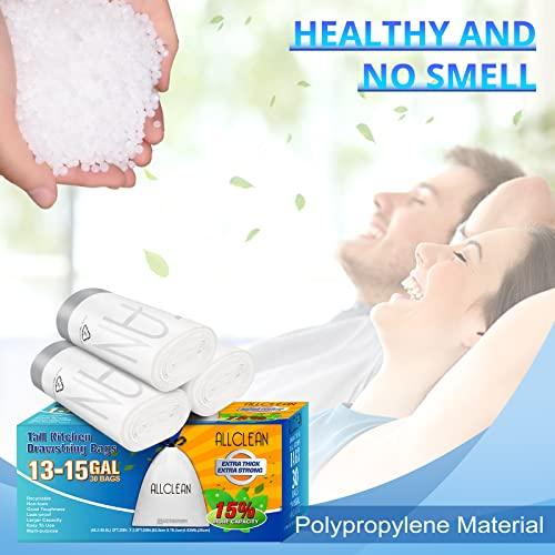 ALLCLEAN 15 Gallon Trash Bags Kitchen Tall Drawstring