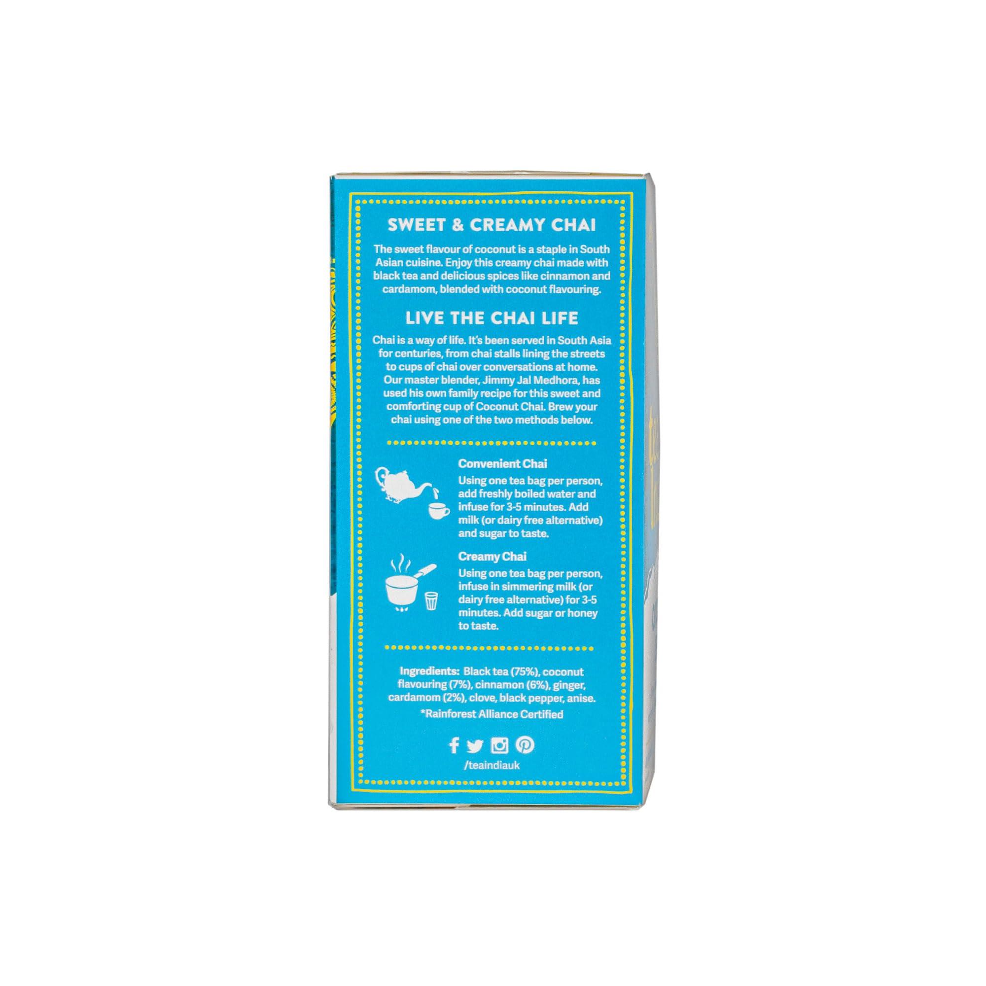 Tea India Tea India Chai Tea Bags (4 Packs of 40 Biodegradable Tea Bags) Rainforest Alliance Certified (Mixed Chai)