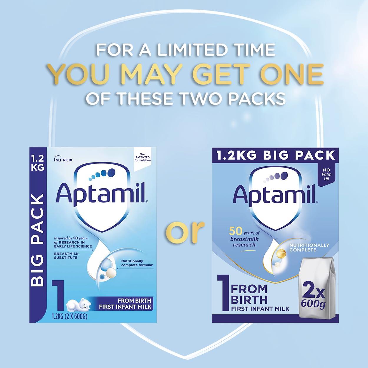 Aptamil Aptamil 1 First Baby Milk Powder, From Birth, 1.2K (Pack of 3)