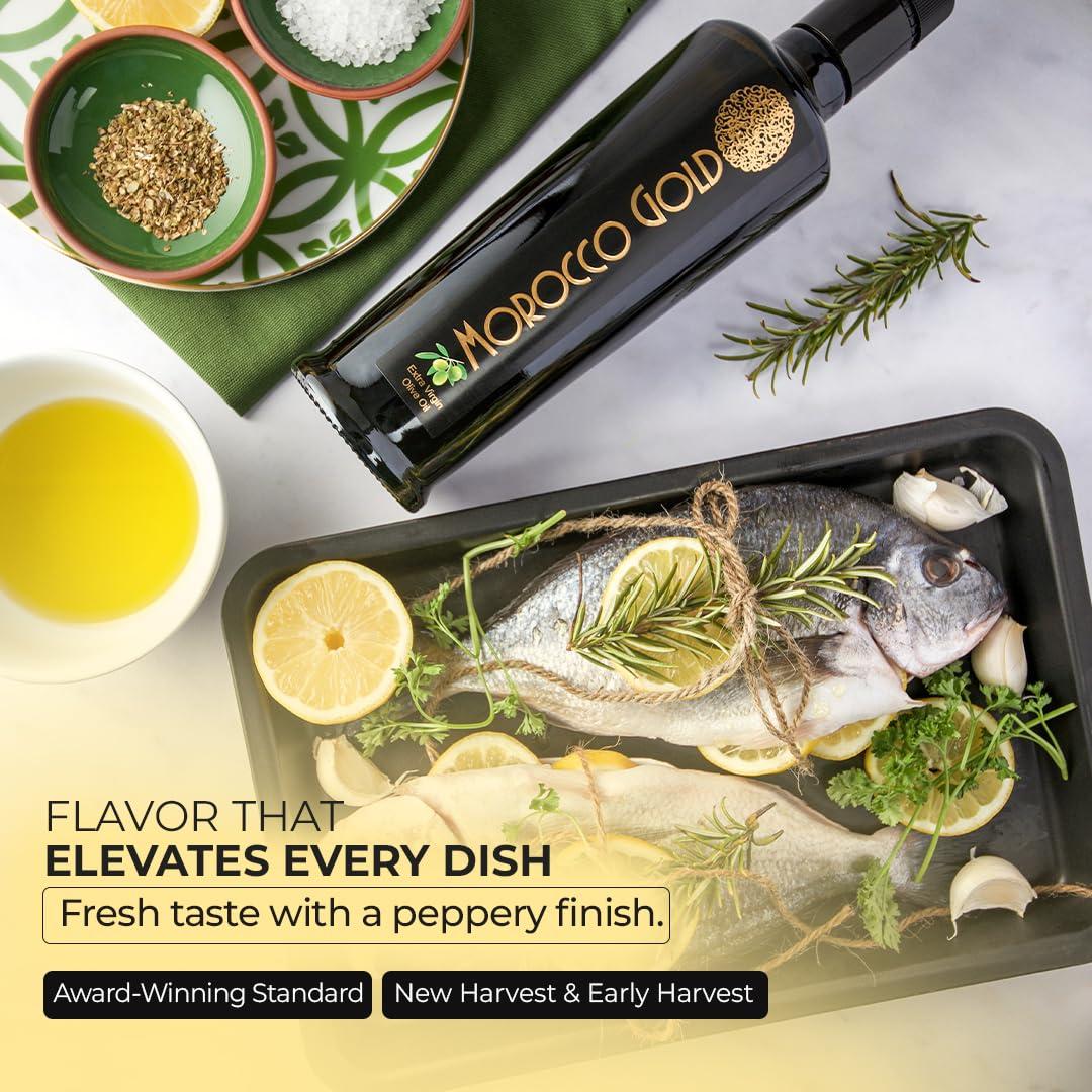 Morocco Gold Morocco Gold Single Estate Extra Virgin Olive Oil, Unfiltered, Unblended, High in Polyphenols, Early Harvest Luxury Moroccan Pure & Natural Olive Oil, 6 x 500ml (6 Bottles For The Price Of 5)