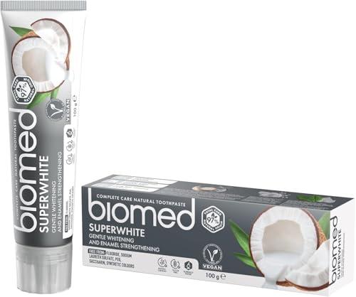 BIOMED Biomed Superwhite 97% Natural Whitening Toothpaste | Enamel Strengthening | Coconut Flavour, Vegan, SLES Free 6x100g