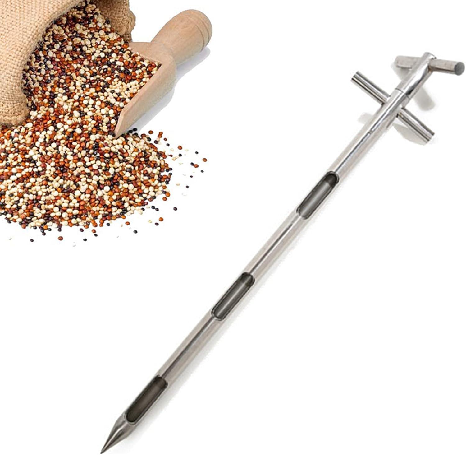 YYNLIN Grains Powder Sampler, Stainless Steel Sampling Powder, Rotation Handle Pointed Design, Sampling Probe 32mm (1m*3slots), for Taking The Grain Size of Rice and Corn.