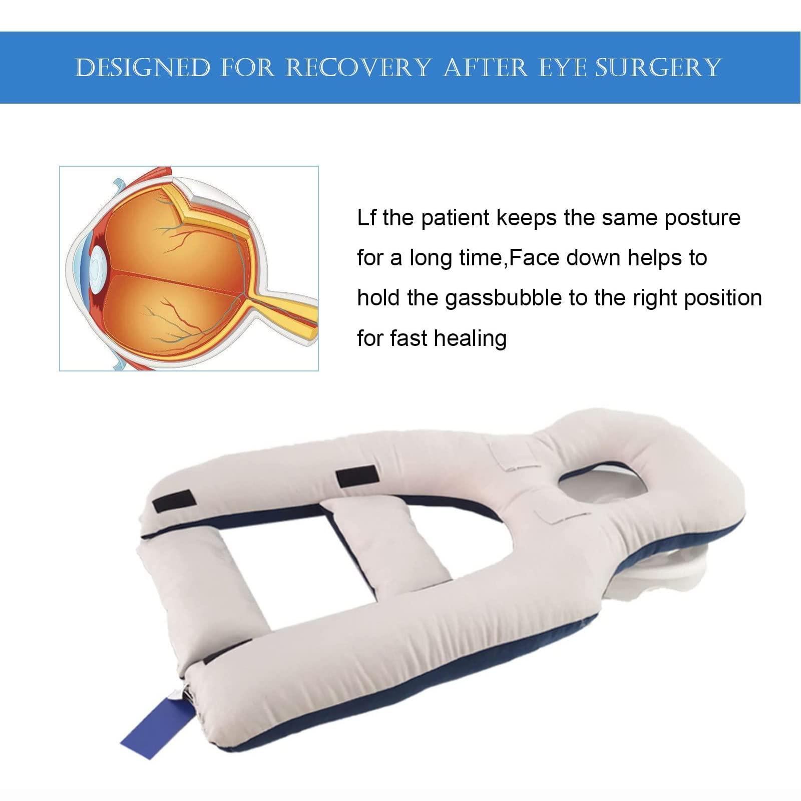 FreshCart Basics Vitrectomy Recovery Pillow - Reversible Face Down Pillow for Eye Surgery, Macular Hole and Retinal Detachment Patients - Height Adjustable Stand & Chest Pads Included