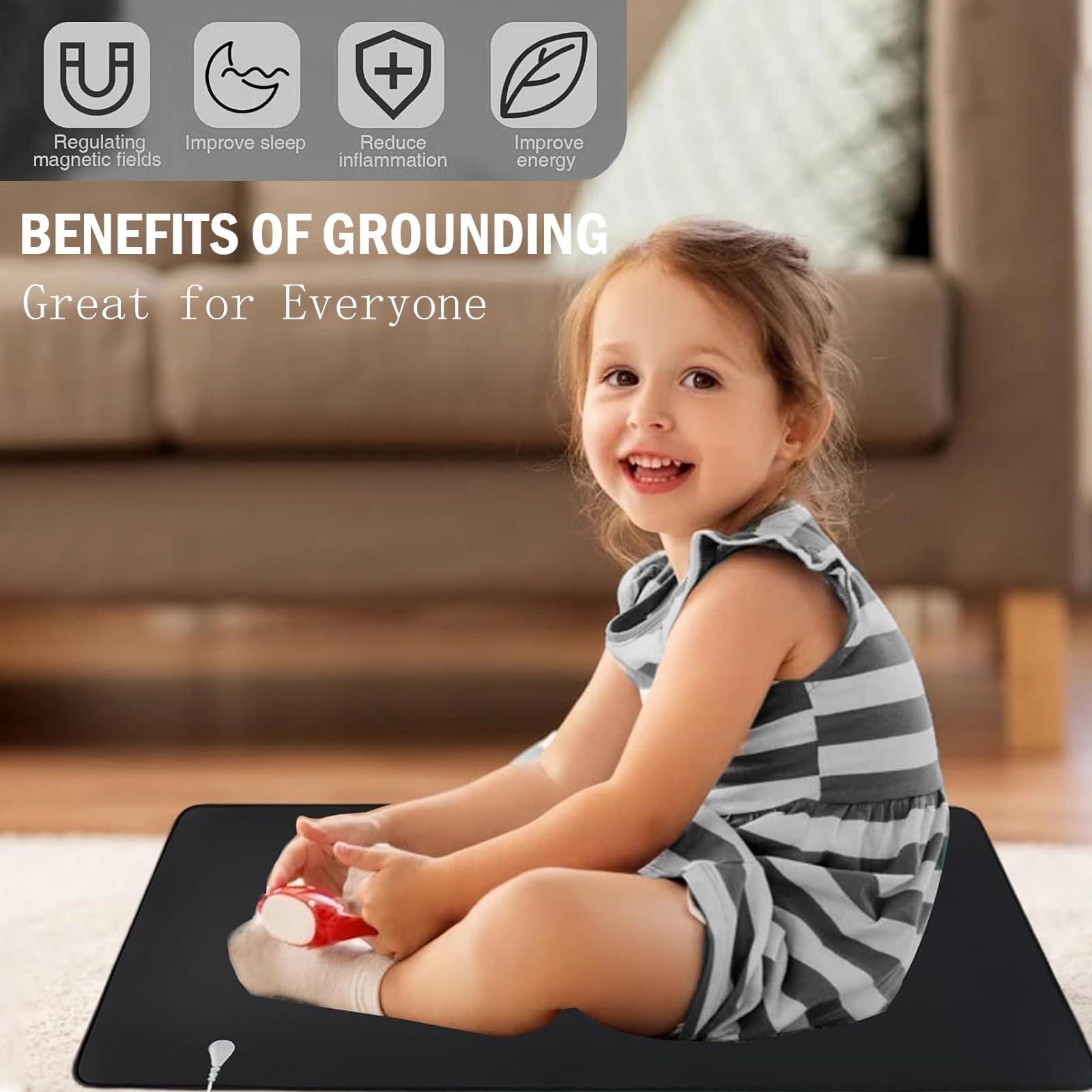 YREYBN Grounding Mat Earthing UK for Improved Sleep, Grounding Mat with 4.5M Cord, 30x60cm Earth Mat Grounding Sheet for Improved Sleep, Reduced Anxiety, Pain, Inflammation, Headache Relief