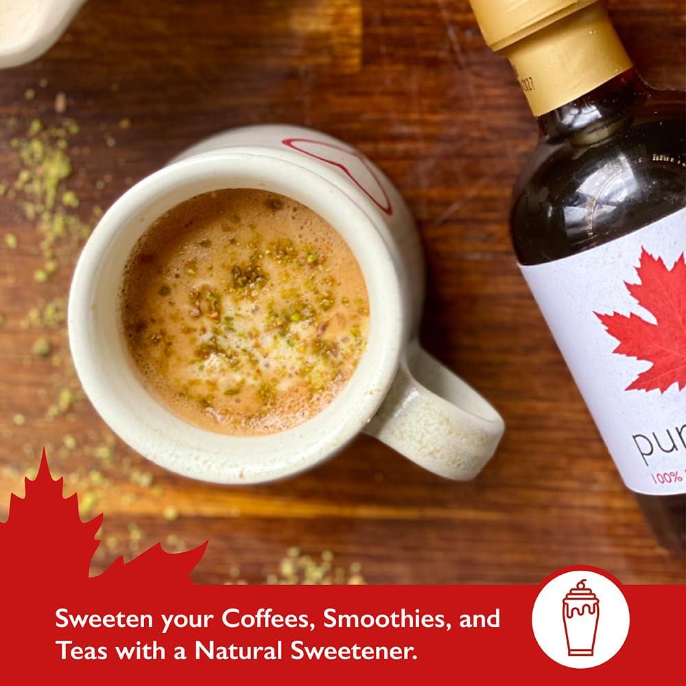 Pure Maple Pure Canadian Maple Syrup - Grade A - Ideal Topping for Porridge, Ice Cream, Fruit, Pancakes - 100% Natural Sweetener - 264g / 200ml (200ml, Dark)