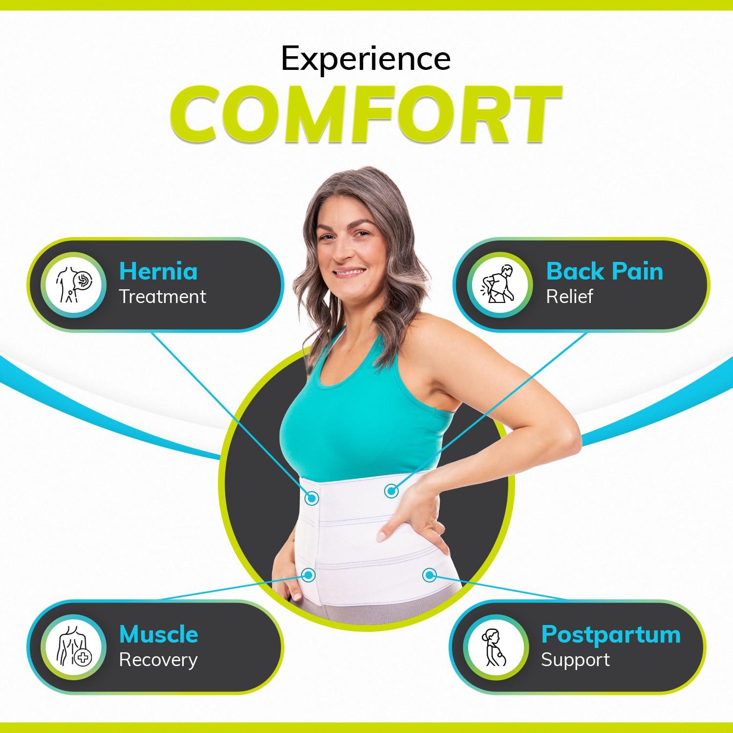 BraceAbility BraceAbility Medical Abdominal Stomach Binder - Belly Band Compression for Diastasis Recti, Postpartum, Post-Surgical Wrap for Tummy Tuck Recovery, Post op Ab Binder for Women and Men (M/L 12\")