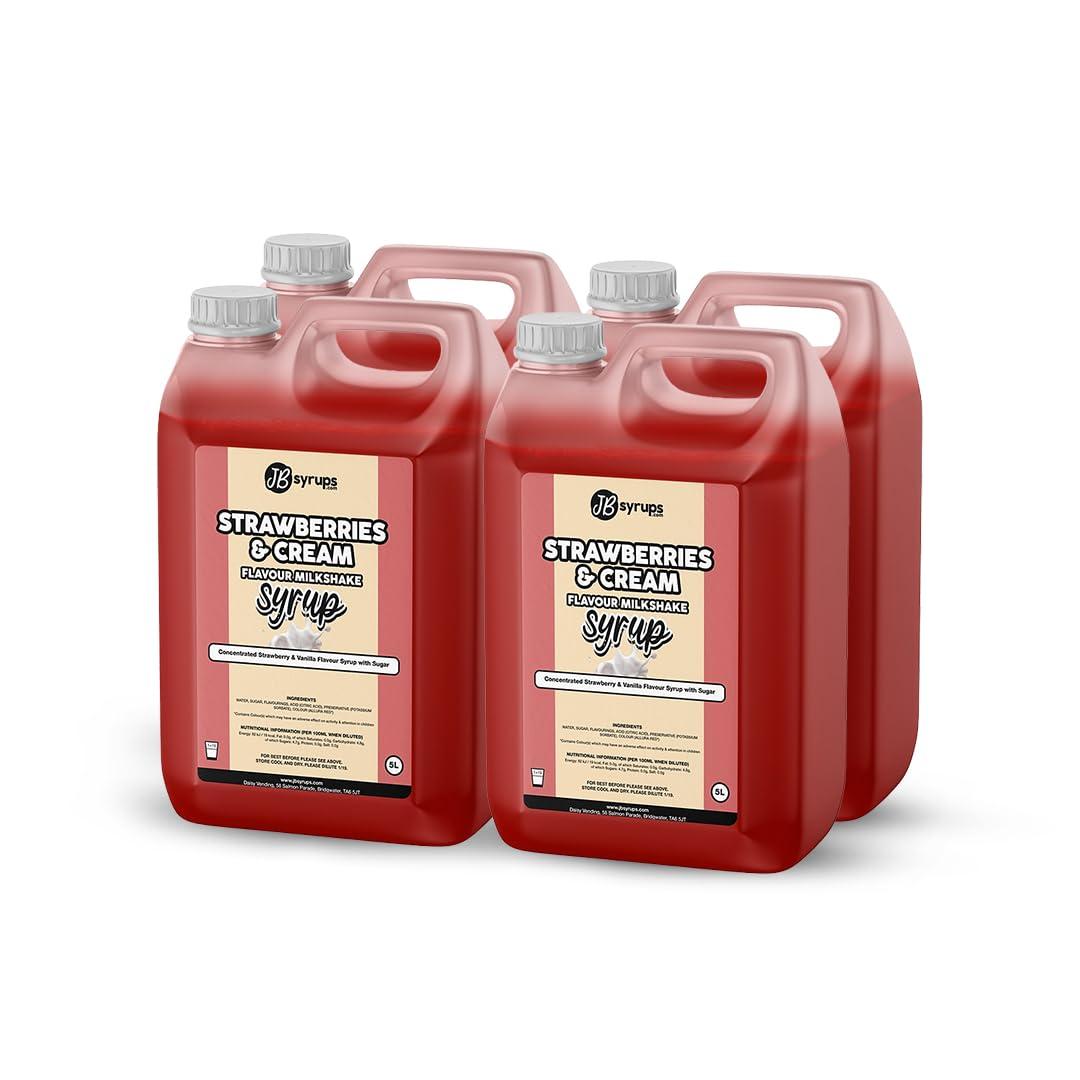 JB SYRUPS Strawberries & Cream Flavour milkshake syrup 4 x 5L JB Syrups