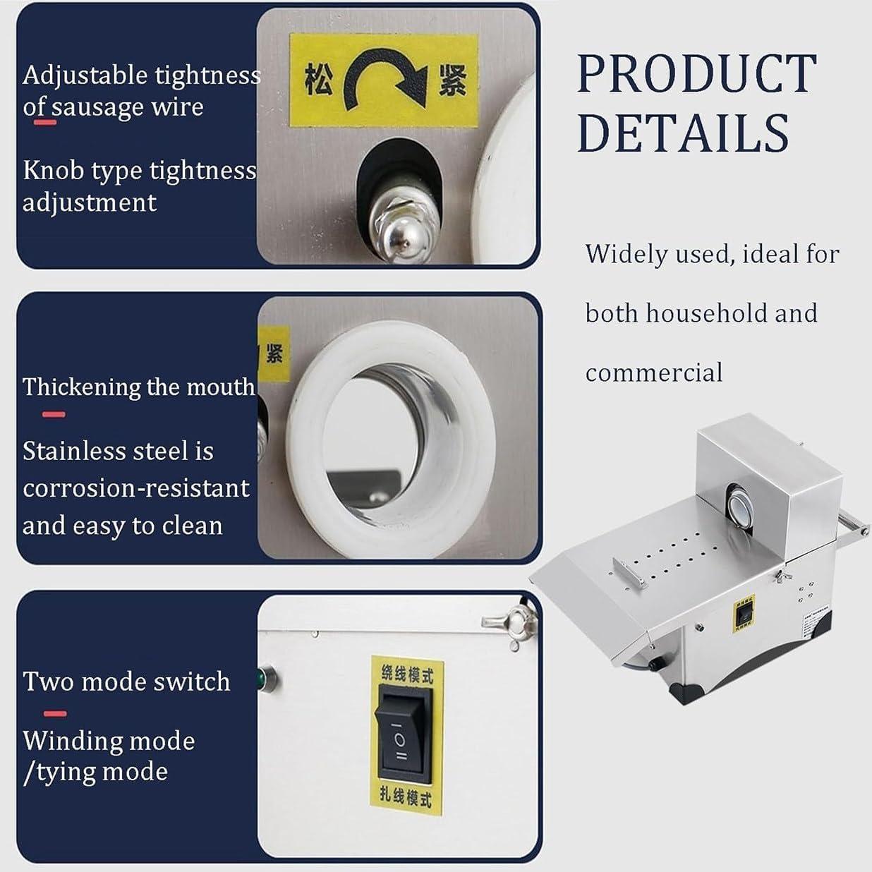DAPANGGE DAPANGGE Electric Sausage Knotting Machine, Automatic Sausage Tying Machine Equipment, 2 Modes, Max Diameter 50mm, Commercial Sausage Linker Machine for Restaurant.