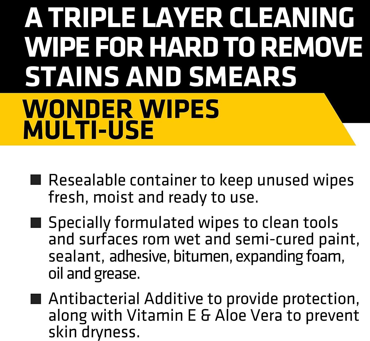 Everbuild 3 x Everbuild Wonder Wipes Giant 300 Tub GIANTWIPE Multi Purpose Hand Cleaning