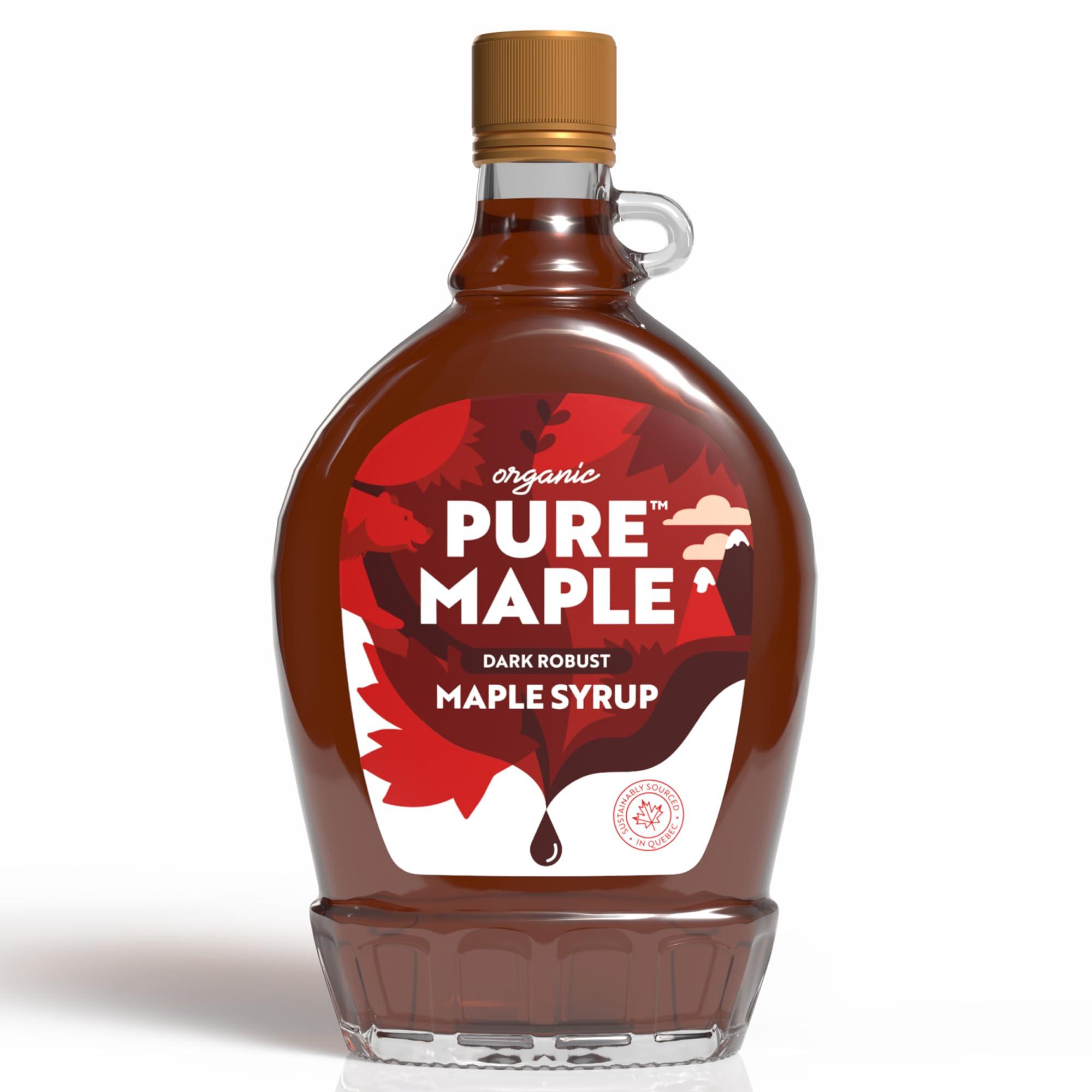 Pure Maple Pure Canadian Maple Syrup - Grade A - Ideal Topping for Porridge, Ice Cream, Fruit, Pancakes - 100% Natural Sweetener - 264g / 200ml (200ml, Dark)