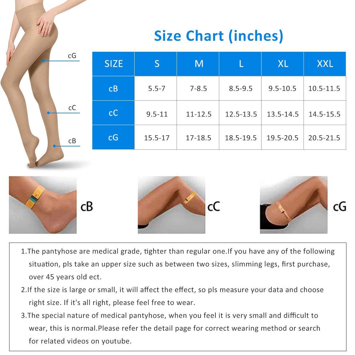 MEILYLA MEILYLA Compression Pantyhose 20-30mmHg Support Stockings Compression for Women Opaque Closed Toe Tights Varicose Veins, Beige-l, L-X-L