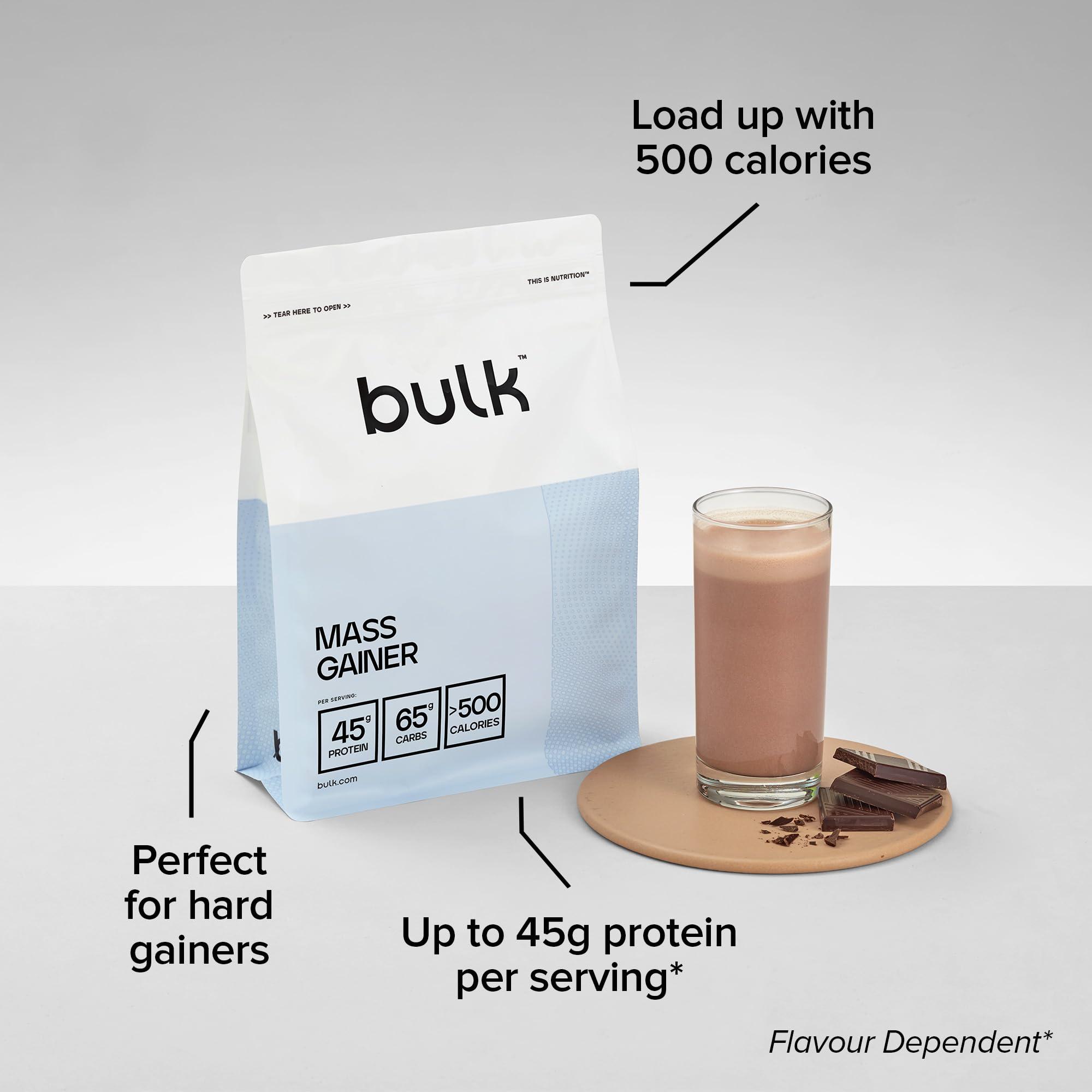Bulk Bulk Mass Gainer, Protein Shake for Weight Gain, Chocolate Cookies, 1 kg, Packaging May Vary