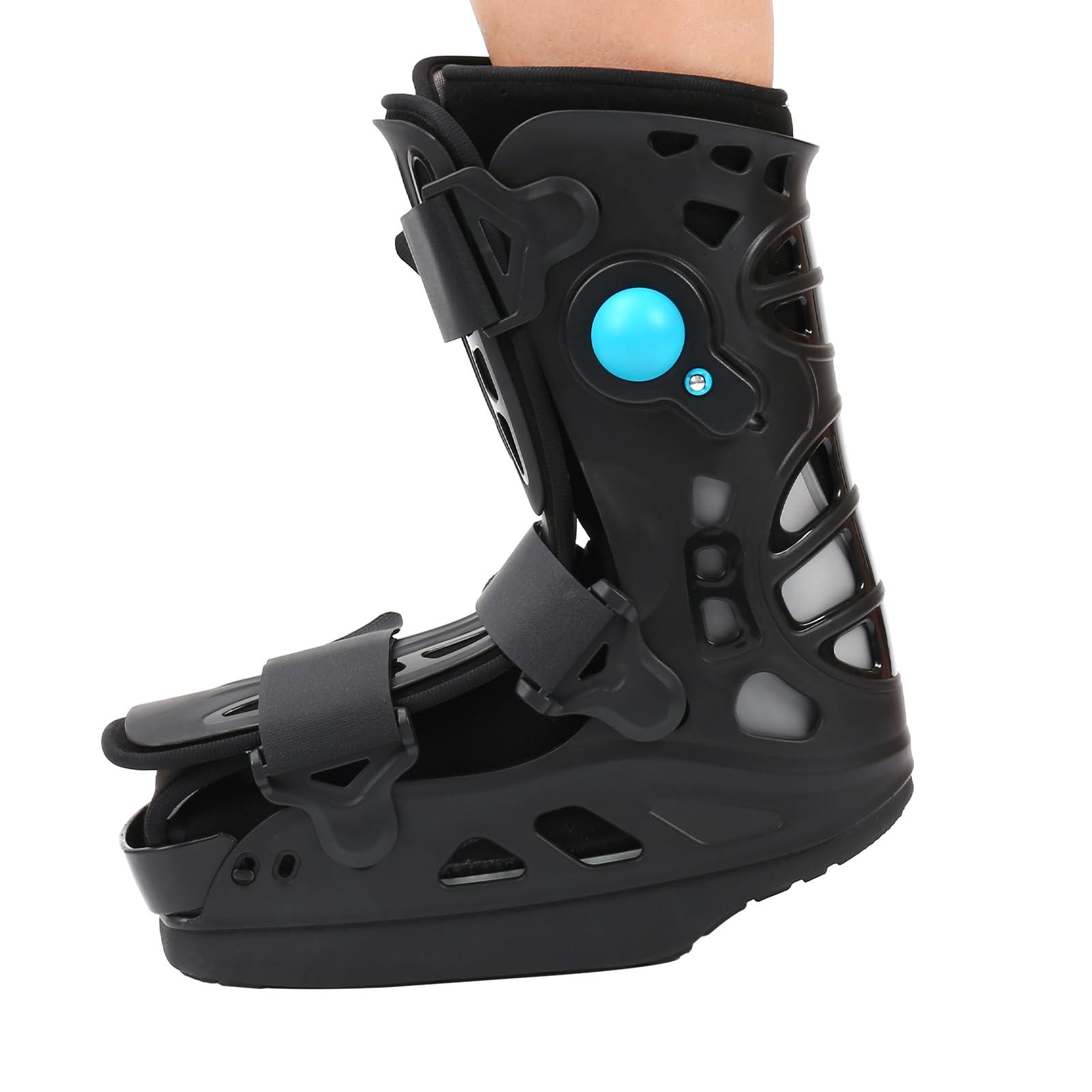 Tairibousy Offloading Walking Boot for Heel Pain or Ankle Sprained Medical Inflatable Walker Fracture Boot Short Air Cam Walker Brace for Fracture, Plantar Fasciitis, Achilles Tendon Injury, Ulcerations (L)