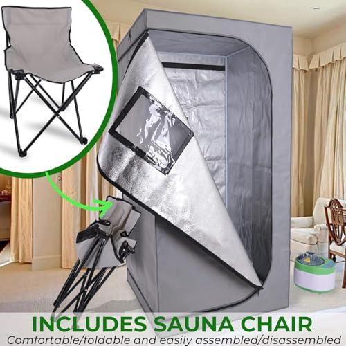 SereneLife SereneLife Portable Sauna, Full Size Infrared Home Spa, indoor sauna tent, steam room, home sauna tent, steam sauna tent, One Person Sauna box for home, with Free Heating Foot Pad and Portable Chair