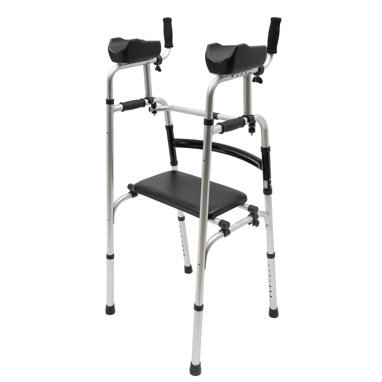 PINYELIN Seniors Stand Upright Rolling Walkers, Aluminium Stand Upright Walker Aid Elderly Disabled Walking Standing, Walkers Walking Frames Folding Rolling Upright Walkers