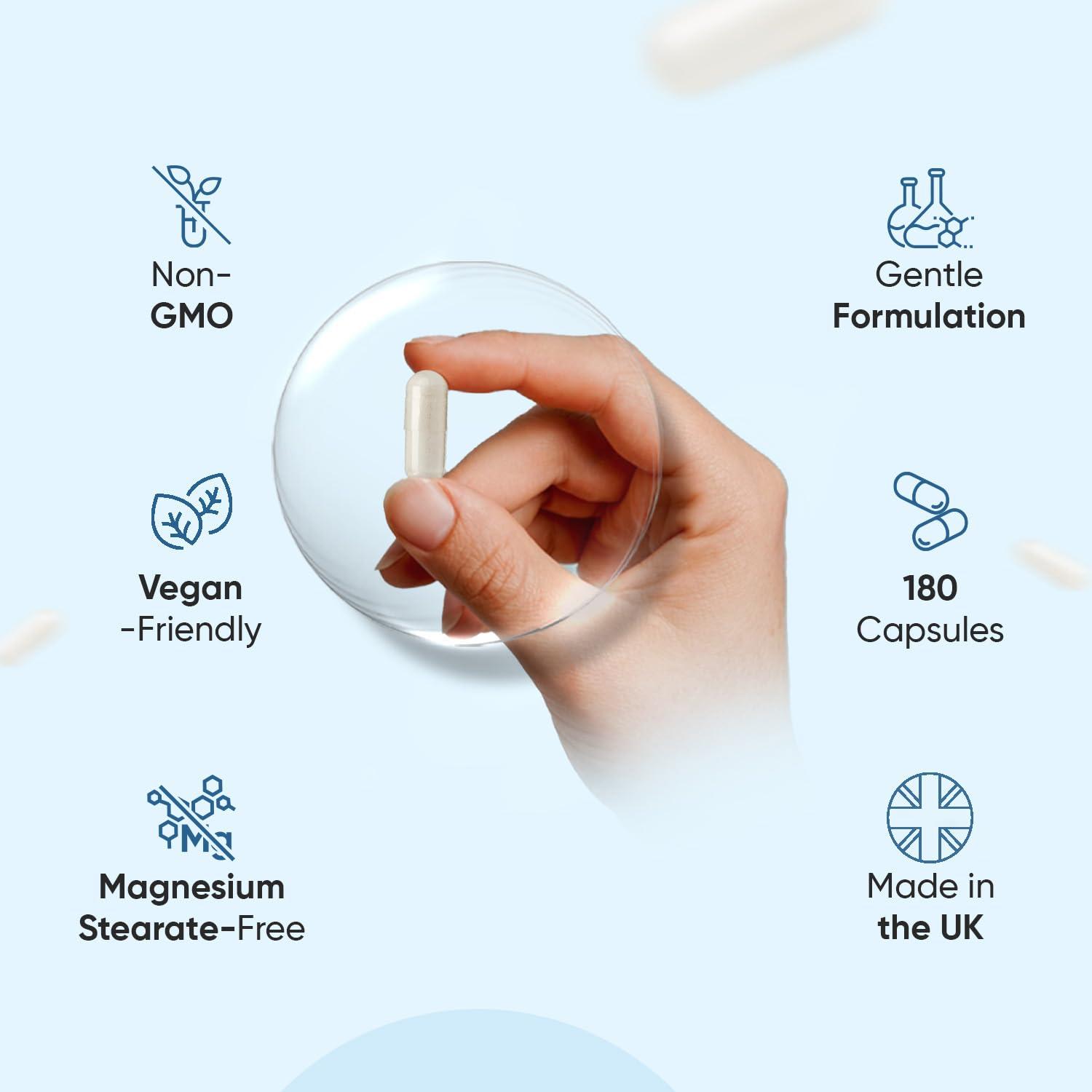 WeightWorld Magnesium Glycinate with Vitamin B6-1420mg Pure Magnesium Bisglycinate Powder Capsules - 180 Magnesium Bisglycinate Capsules - 3 Months Supply - High-Strength Magnesium Supplements