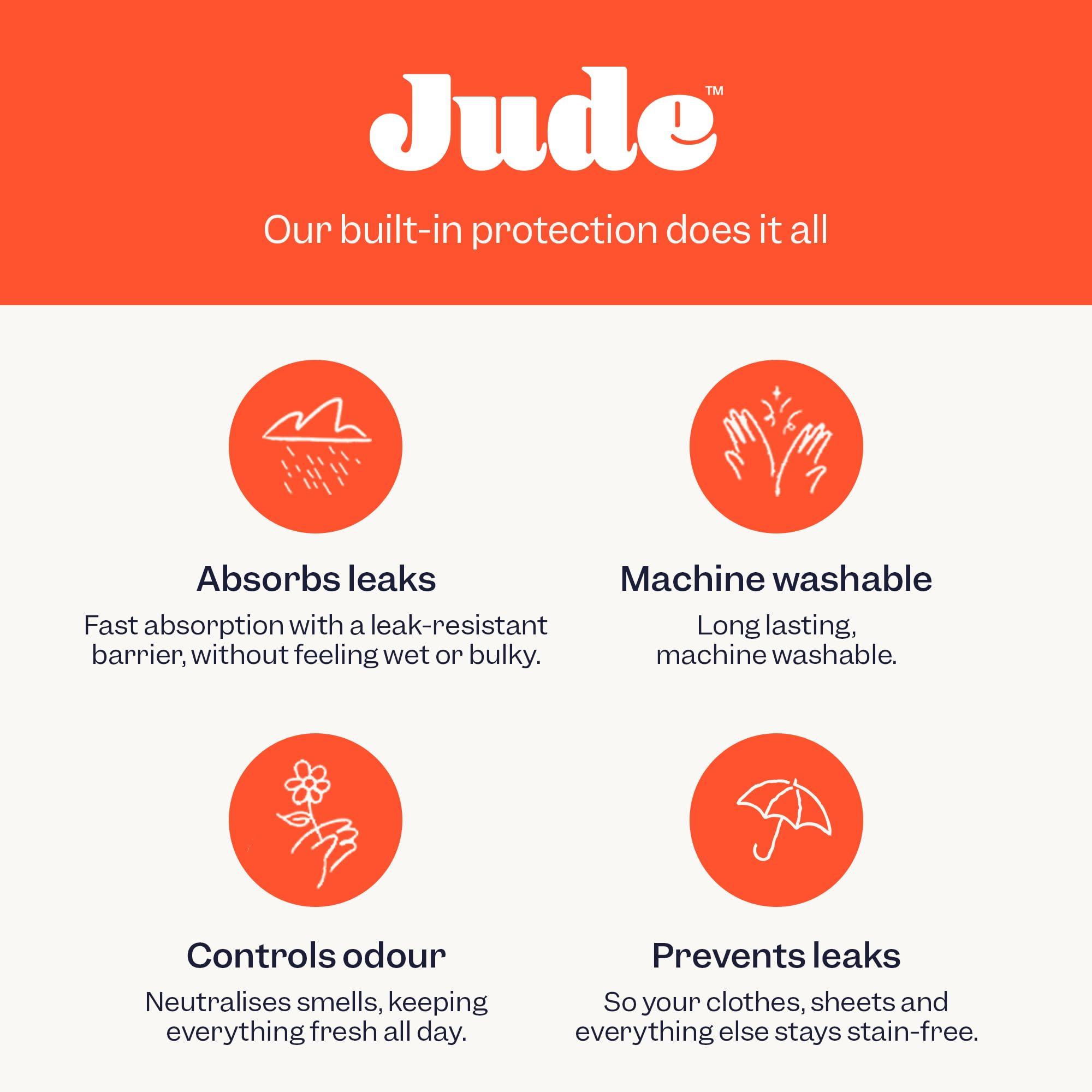 Jude Jude Washable Incontinence Pants for Women, Reusable Leakproof Underwear for Women, High Absorbency, Beige Full High Knickers with Unique 3-Layer Gusset (S)