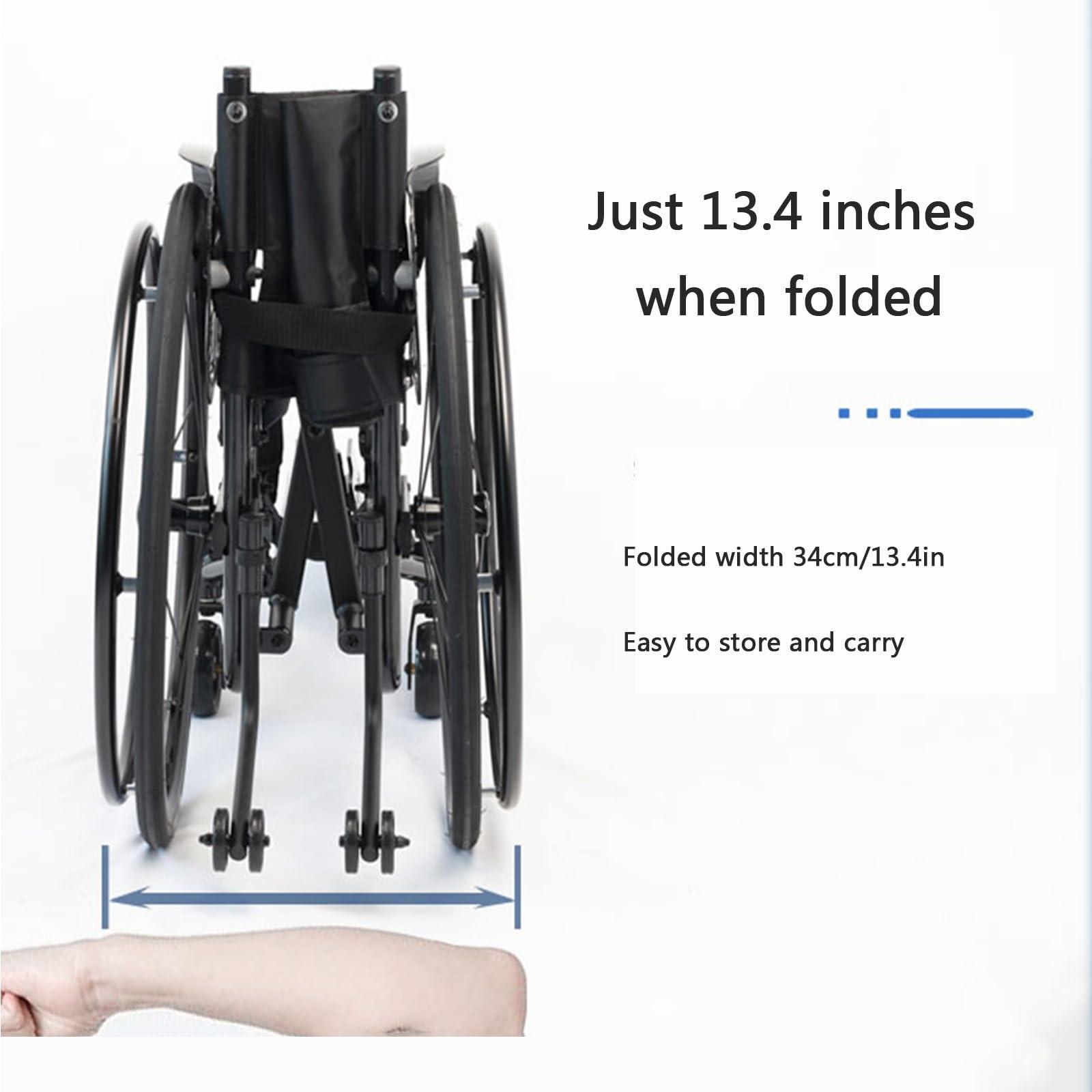 Atduglanix Folding All-Terrain Ultra Lightweight Sports Wheelchair Adjustable Footrest and Seat Height, Handbrakes Quick Release Rear Wheels & Anti-Tip Wheels(Purple,Seat Width 40cm/15.74in)