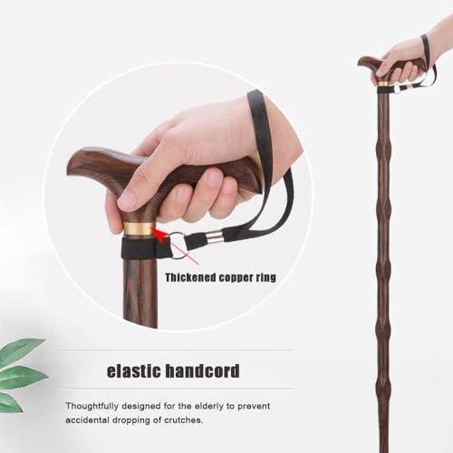 SKINCATE SKINCATE Solid Wood Walking Cane 31 Inch 33 Inch 35 Inch Single Crutch Handmade, Ergonomic Grip W/Wrist Strap Walking Sticks For Seniors, Men & Women(Color:A,Size:80cm)