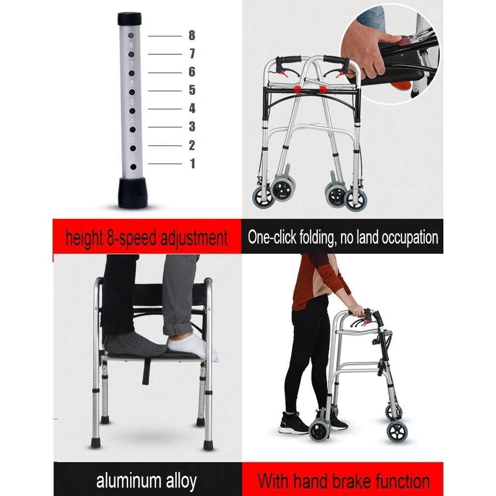 NATWEE Walker,Shower Commode Chair with Pot for Seniors | Folding Rollator Walker with 4 Wheels - Adjustable Height - Walking Frame Transport Chair with Handbrake and Flip Leather Seat It's so Kind of You