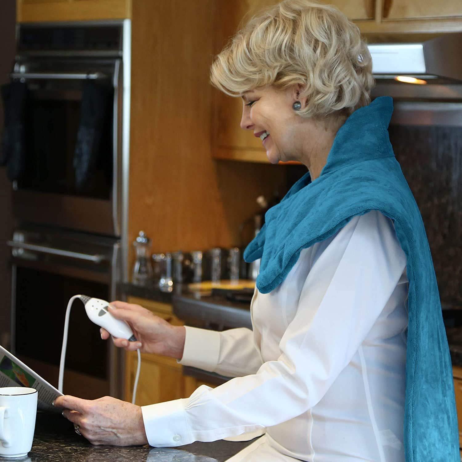 HSRG Relief Massaging Heat Wrap, Electric Massage Heating Pad, with 4 Massage Setting, Fast-Heating Technology, Uniform Heat Distribution, for Back Neck and Shoulders Pain Relief