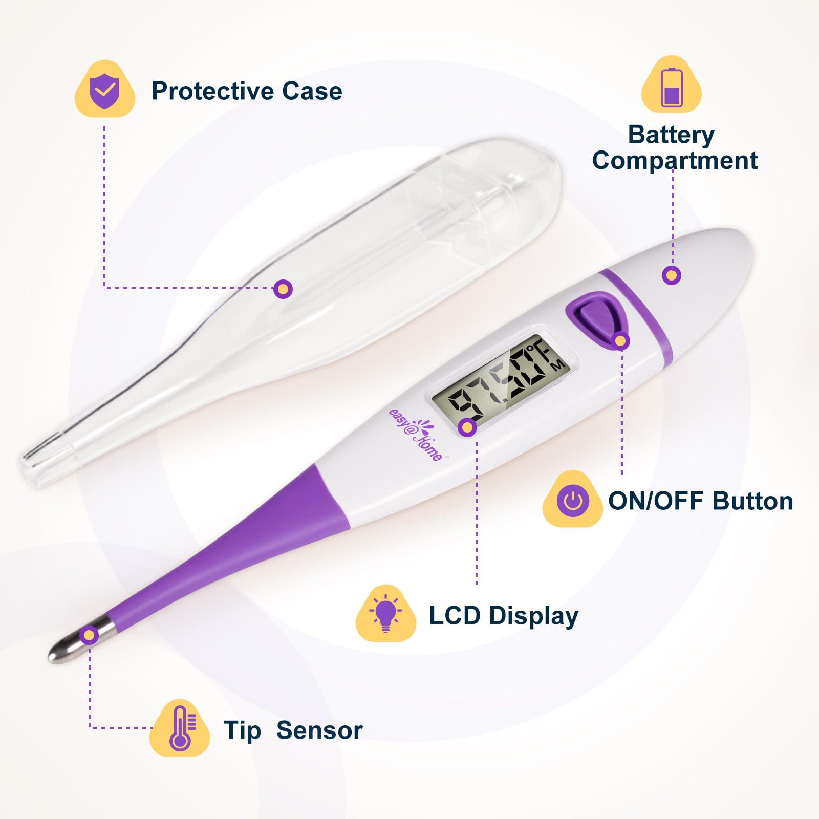 Easy@Home Ovulation Tracker Digital Basal Thermometer: Easy@Home BBT Thermometer for Fertility Prediction - Basal Body Thermometer for Accurate Temperature Monitoring with Premom App Purple DMT-3018
