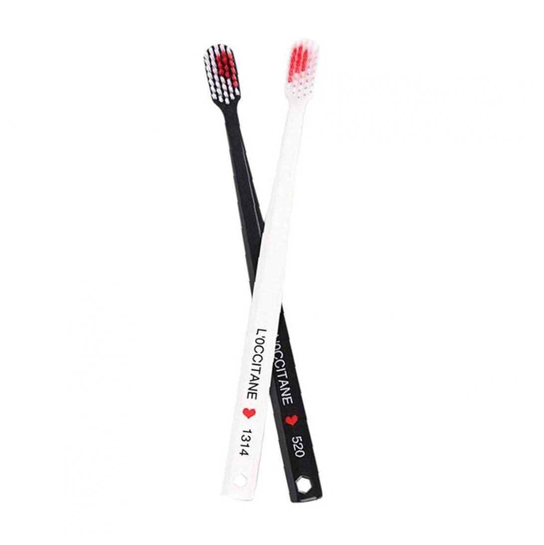 TOSSPER TOSSPER 2pcs/set Couple Toothbrush Black and White Tooth Brushes Creative Heart Shaped Toothbrush Adult Soft Bristle Toothbrush