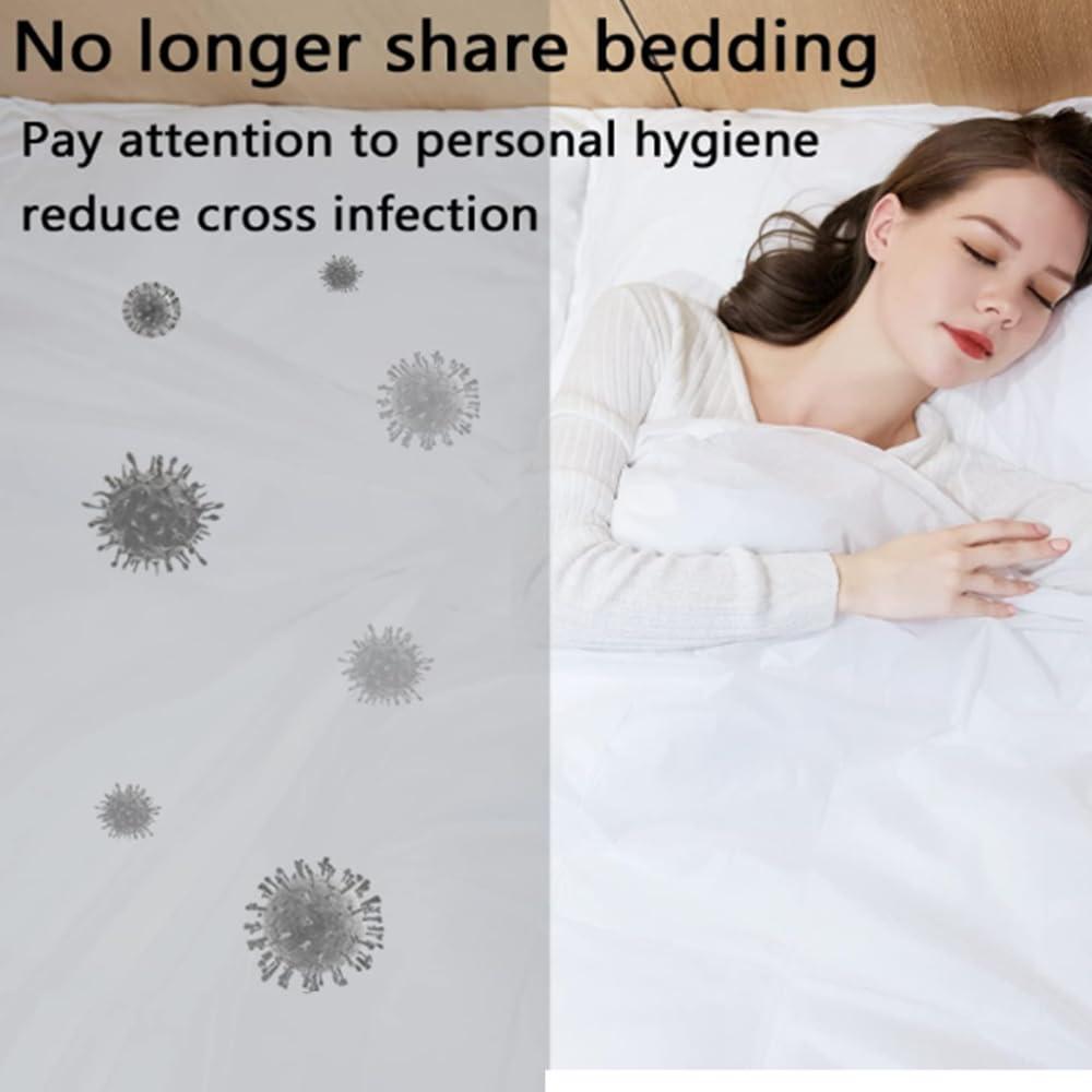 LRUUIDDE Disposable Travel Bed Sheets King Size, Disposable Hotel with Quilt Cover and Pillowcase, Disposable Bedding Travel Bedding Disposable Sheets for Business Travel Hotel Essentials( 4-Piece ) (2pack)