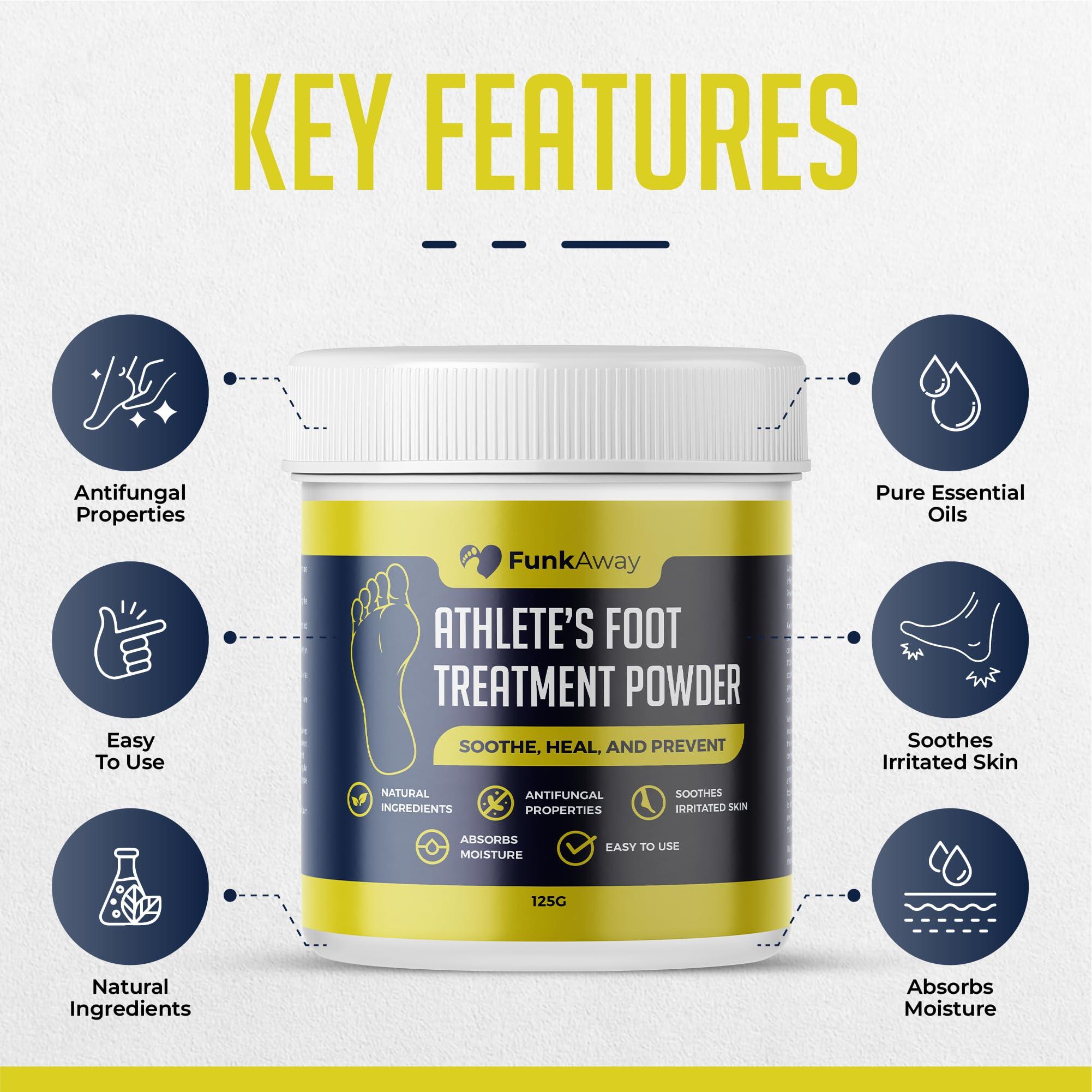 FunkAway Athletes Foot Treatment Powder 100g - Soothe, Heal & Prevent Fungal Infections | Natural Antifungal, Moisture Absorbing Formula for Itchy, Irritated Skin | Easy to Use Foot Powder