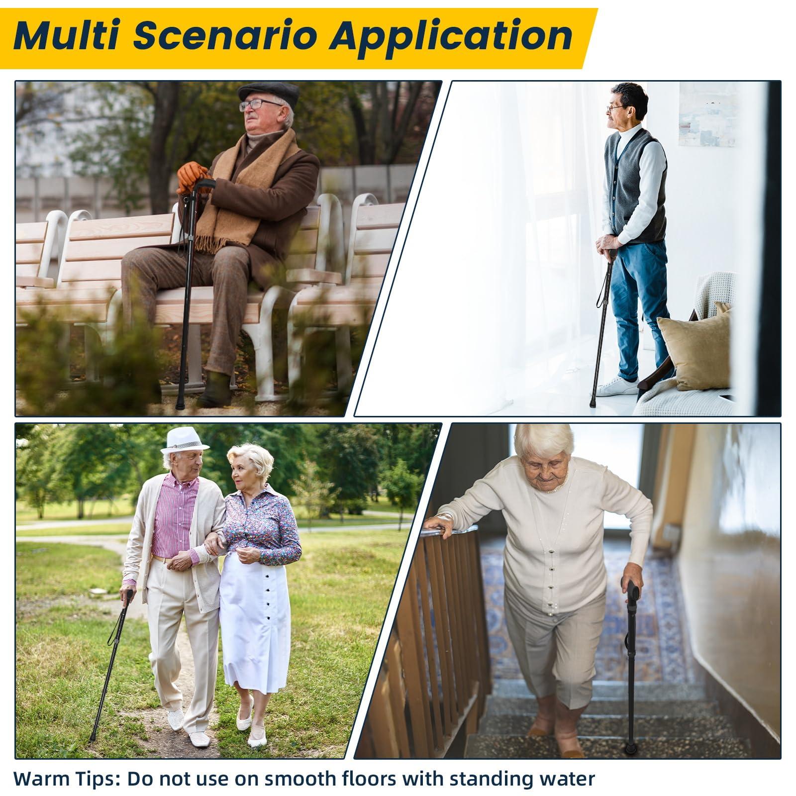 Leychves Walking Sticks for Women Folding Adjustable Walking Stick Collapsible Walking Canes for Elderly, Ladies And Men (Black)