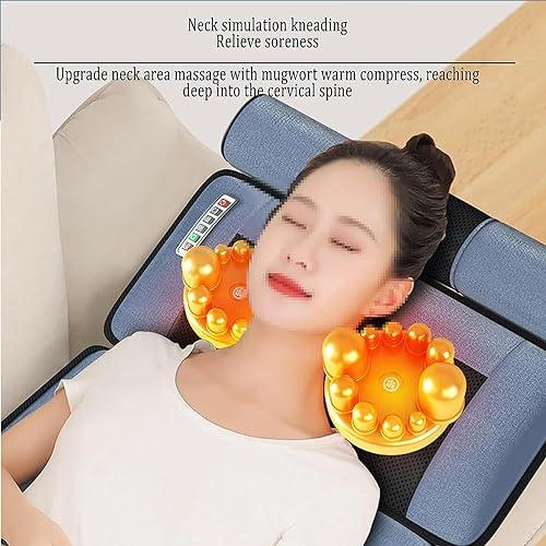 FreshCart Basics Massage Mat with Heat Pad,Full Body Massage Bed with Shiatsu Neck Massage Pillow,10 Vibrating Motors Massagers for Neck & Back Massage Cushion H(Grey Flannel)