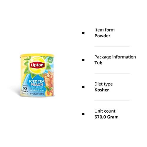 Lipton Lipton Iced Tea Peach Drink Mix, Powder, Makes 10 Quarts 670g Tub