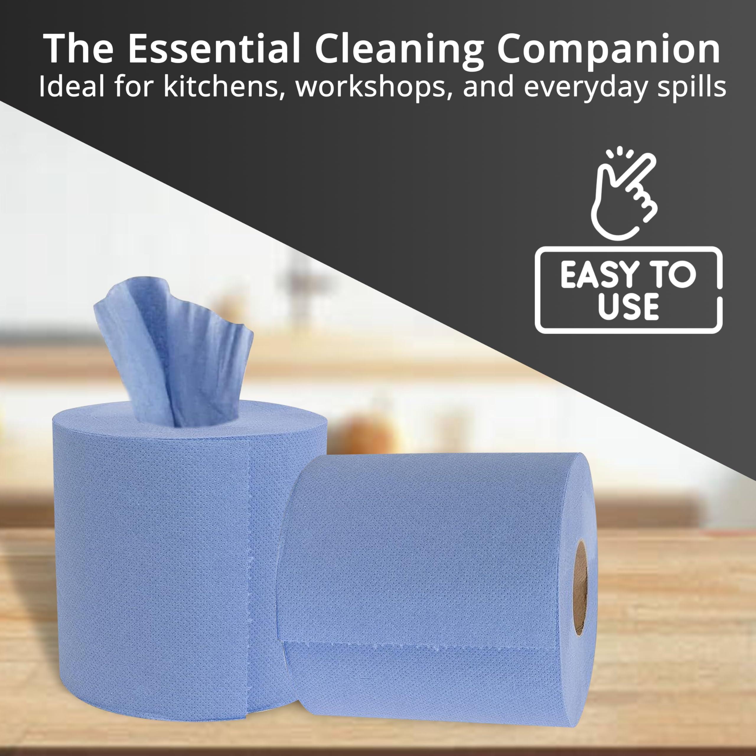 H-LINE Blue Rolls Centrefeed 2 Ply Embossed Blue Roll Blue Rolls Paper Towel Tissue (Blue, Pack of 24)